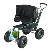 Rolling Garden Cart with Swivel Seat Wheels Extendable Handle Storage Box V952-KYDHYZYZXKSSSHX39001V0