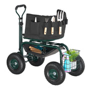 Rolling Garden Cart with Swivel Seat Wheels Extendable Handle Storage Box V952-KYDHYZYZXKSSSHX39001V0