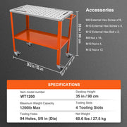 36" x 18" Welding Table, 1200lbs Load Capacity Steel Welding Workbench Table on Wheels, Portable Work Bench V952-KYDHZW1200LB3M6A7V0