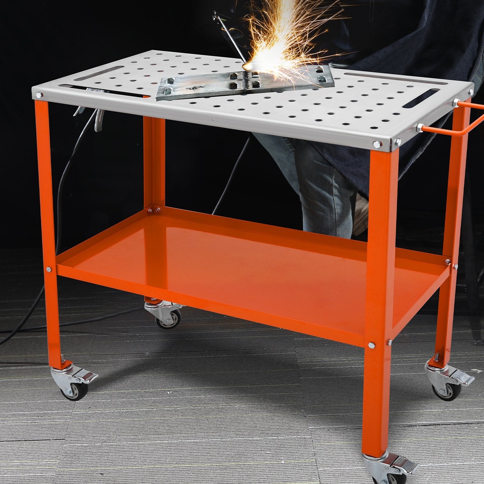 36" x 18" Welding Table, 1200lbs Load Capacity Steel Welding Workbench Table on Wheels, Portable Work Bench V952-KYDHZW1200LB3M6A7V0