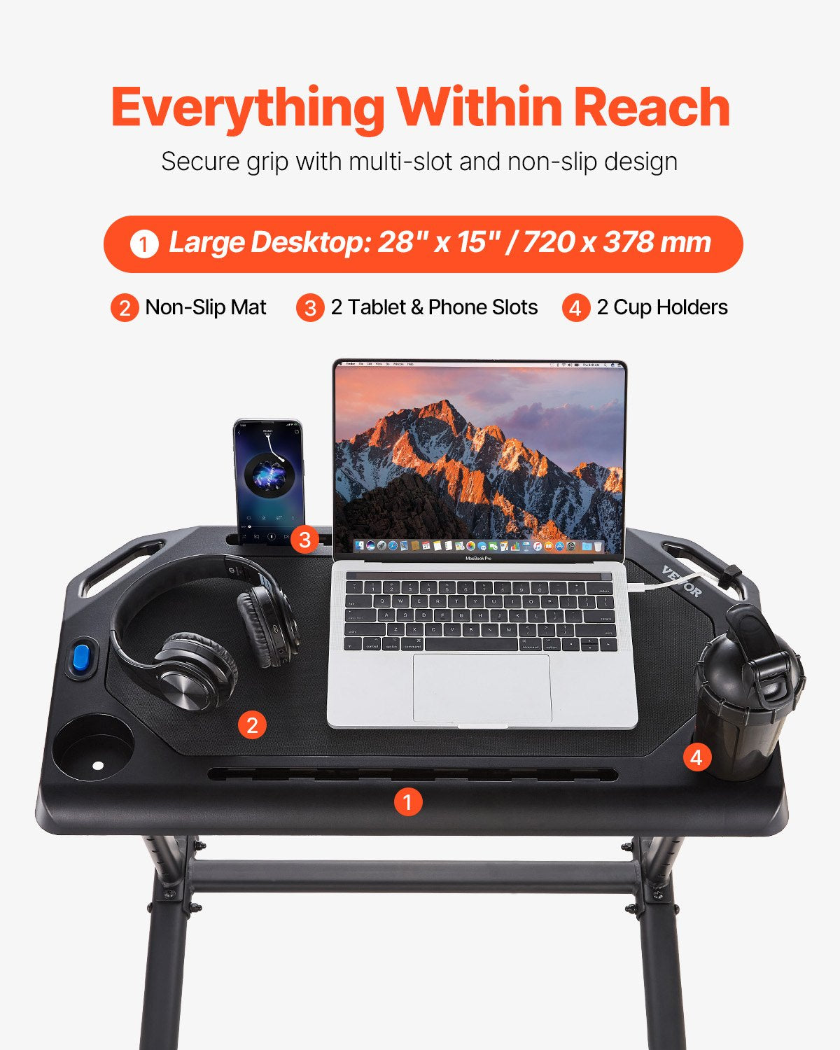 Mobile Cycling Desk Foldable Bike Trainer Fitness Desk with Lockable Wheel V952-KYDZXCFWTDGLSFAACV0