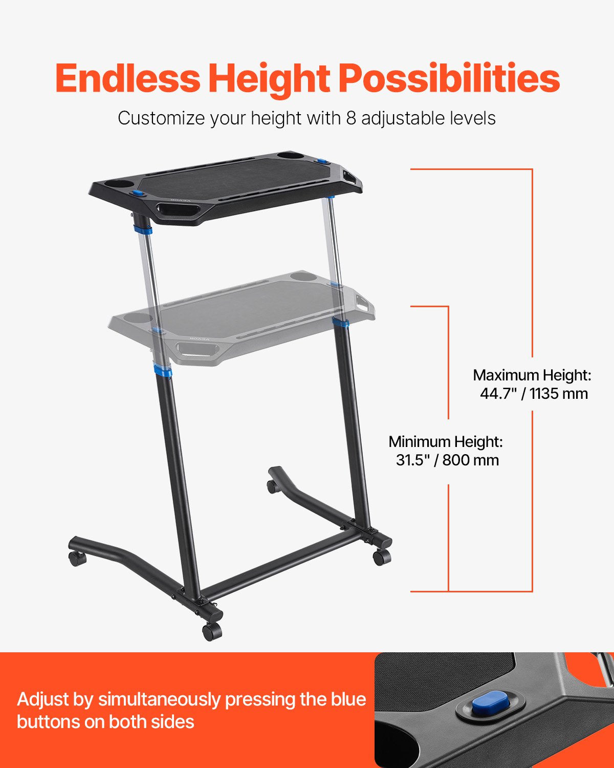 Mobile Cycling Desk Foldable Bike Trainer Fitness Desk with Lockable Wheel V952-KYDZXCFWTDGLSFAACV0