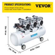 Oil Free Air Compressor Air Compressor Tank 100L 3HP Ultra Silent Inflator V952-KYJ750-3-100LLDW1V3