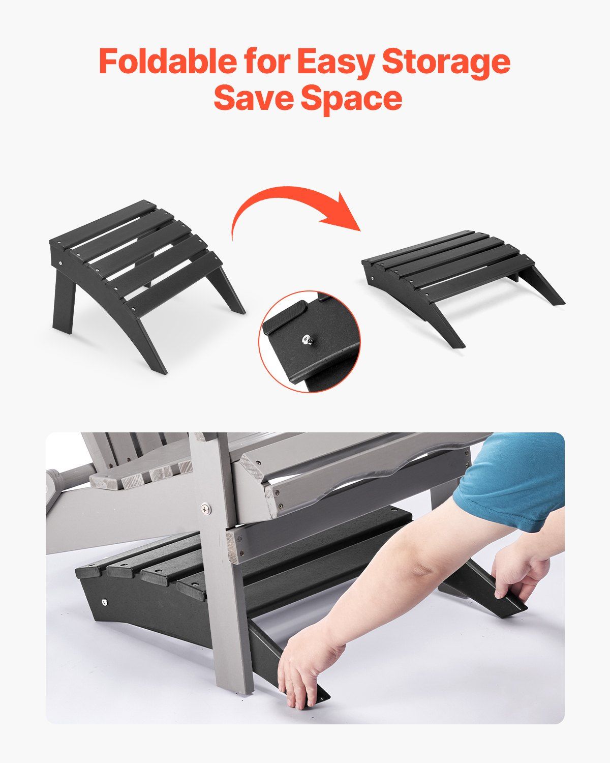 Adirondack Ottoman, 47.5L x 50W x 33H cm HDPE Plastic Folding Adirondack Ottoman, Weather-Resistant Foot Rest V952-KZDADLDKTTBPJARZTV0