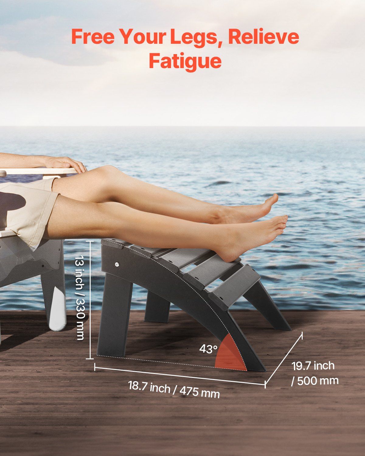 Adirondack Ottoman, 47.5L x 50W x 33H cm HDPE Plastic Folding Adirondack Ottoman, Weather-Resistant Foot Rest V952-KZDADLDKTTBPJARZTV0