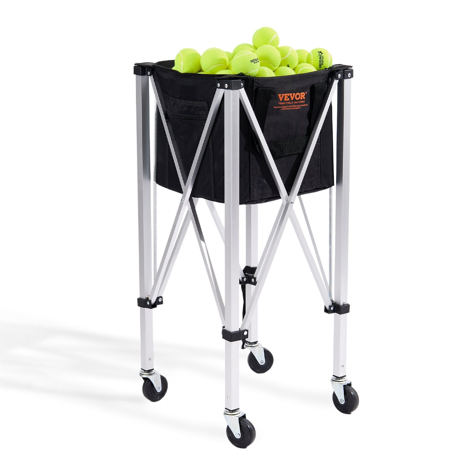 Foldable Tennis Ball Hopper, Holds 150 Tennis Balls, Lightweight Aluminum Alloy Tennis Ball Basket Cart with V952-KZDBXSWQTC1535M1IV0
