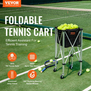 Foldable Tennis Ball Hopper, Holds 150 Tennis Balls, Lightweight Aluminum Alloy Tennis Ball Basket Cart with V952-KZDBXSWQTC1535M1IV0