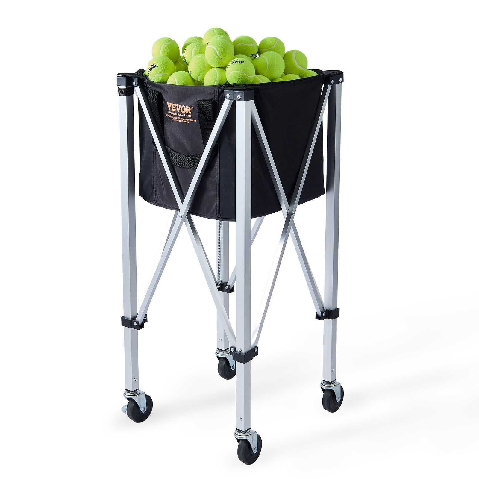 Foldable Tennis Ball Hopper, Holds 150 Tennis Balls, Lightweight Aluminum Alloy Tennis Ball Basket Cart with V952-KZDBXSWQTC1535M1IV0