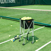 Foldable Tennis Ball Hopper, Holds 180 Tennis Balls, Lightweight Aluminum Alloy Tennis Ball Basket Cart with V952-KZDBXSWQTC182488OV0