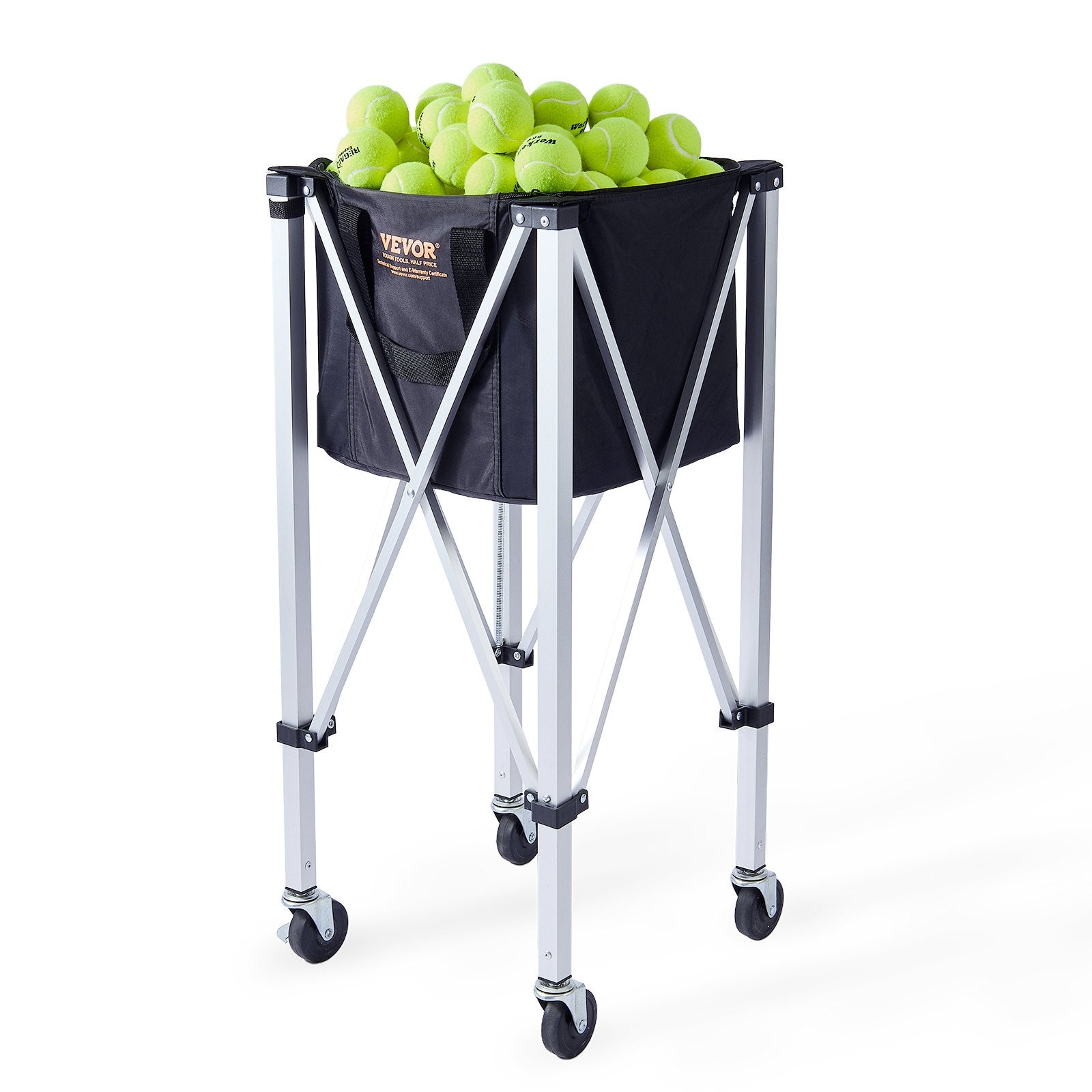 Foldable Tennis Ball Hopper, Holds 180 Tennis Balls, Lightweight Aluminum Alloy Tennis Ball Basket Cart with V952-KZDBXSWQTC182488OV0