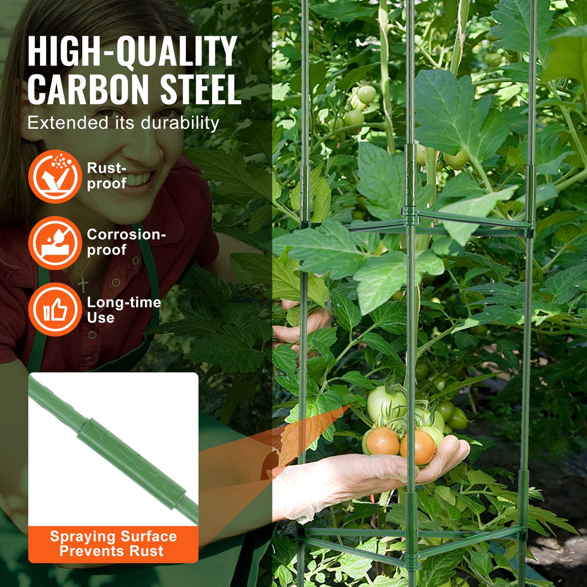 6 Packs Tomato Cages for Garden, 1230 mm Tomato Trellis Plant Stakes Support, Stackable Tall Plant Support V952-KZDFQZZZCJ480IG42V0