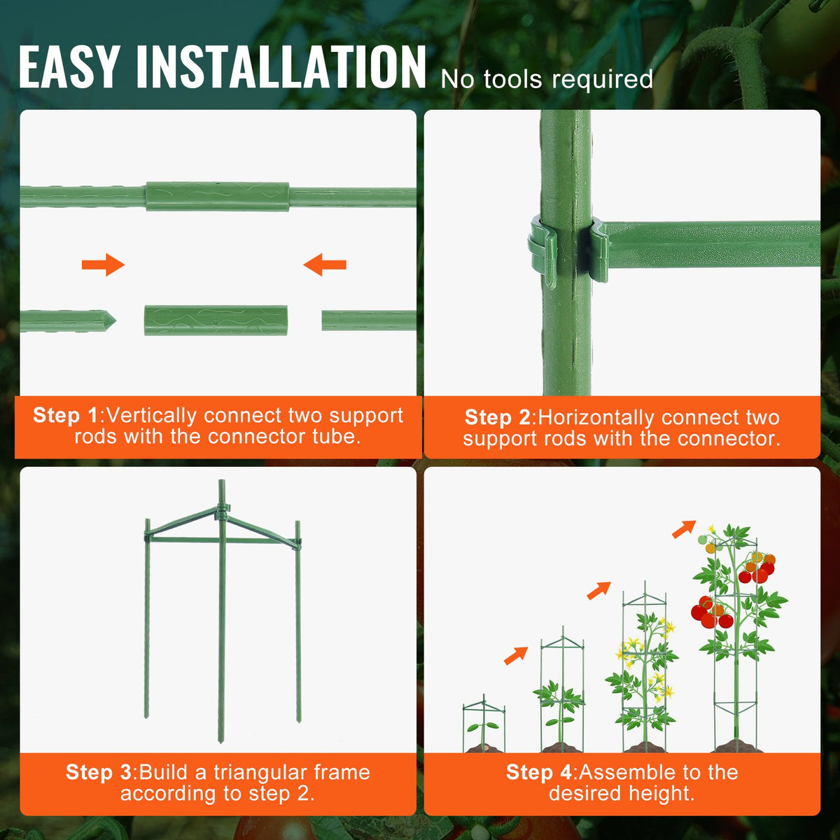 6 Packs Tomato Cages for Garden, 1230 mm Tomato Trellis Plant Stakes Support, Stackable Tall Plant Support V952-KZDFQZZZCJ480IG42V0