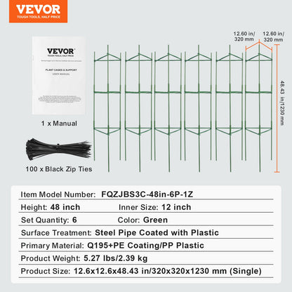 6 Packs Tomato Cages for Garden, 1230 mm Tomato Trellis Plant Stakes Support, Stackable Tall Plant Support V952-KZDFQZZZCJ480IG42V0