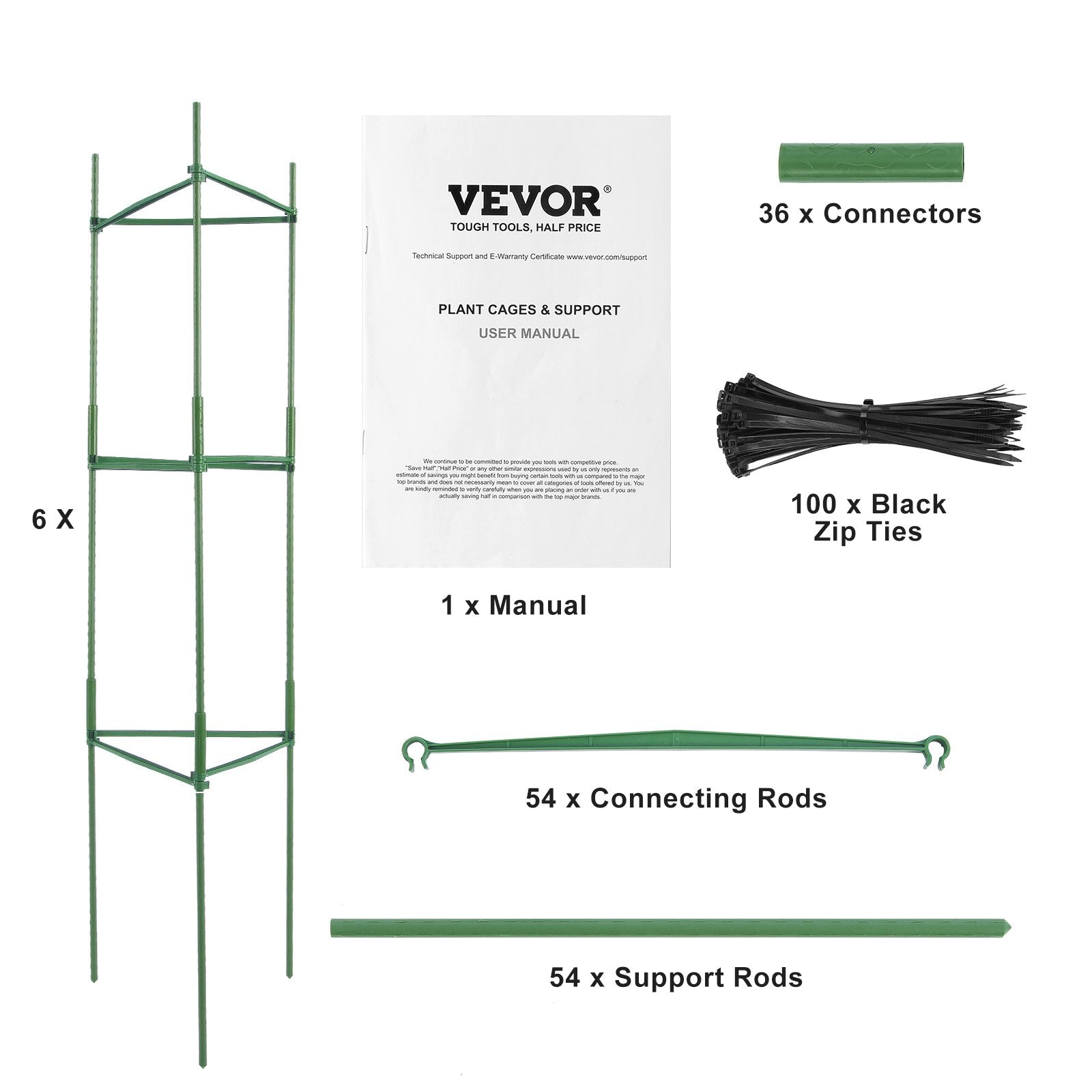 6 Packs Tomato Cages for Garden, 1230 mm Tomato Trellis Plant Stakes Support, Stackable Tall Plant Support V952-KZDFQZZZCJ480IG42V0