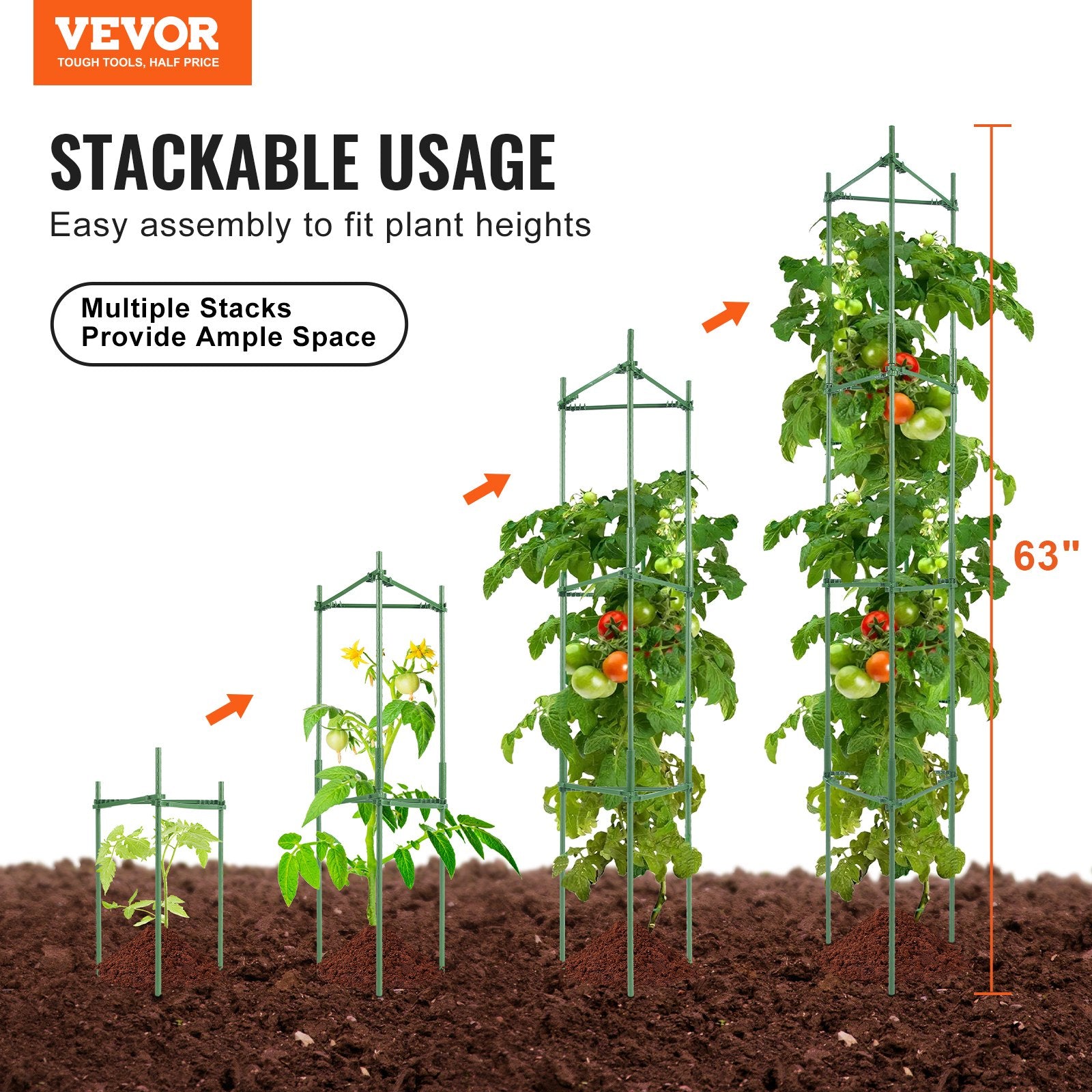 4 Packs Tomato Cages for Garden 1620 mm Tomato Plant Stakes Support Cage V952-KZDFQZZZCJ68FH9Y4V0