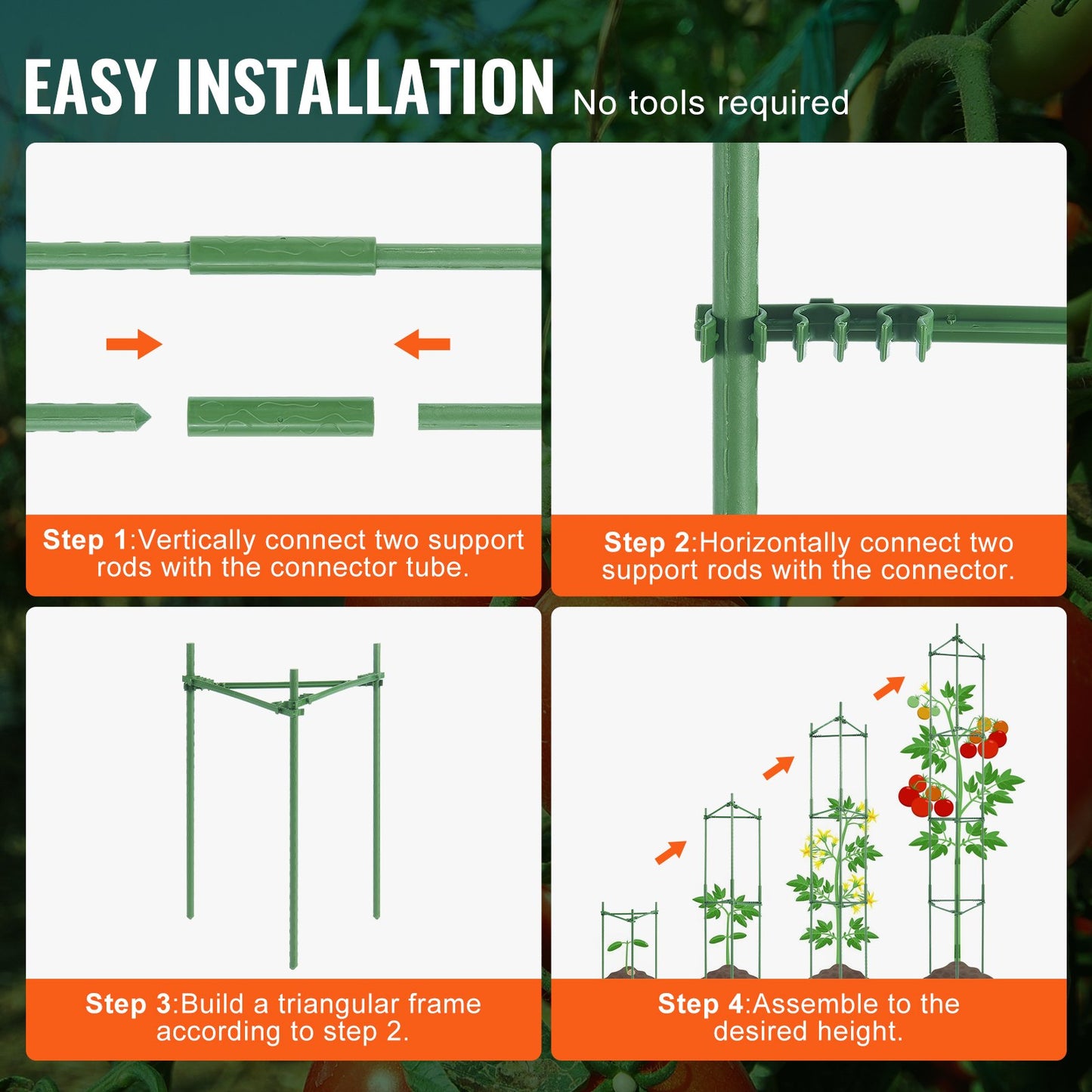 4 Packs Tomato Cages for Garden 1620 mm Tomato Plant Stakes Support Cage V952-KZDFQZZZCJ68FH9Y4V0