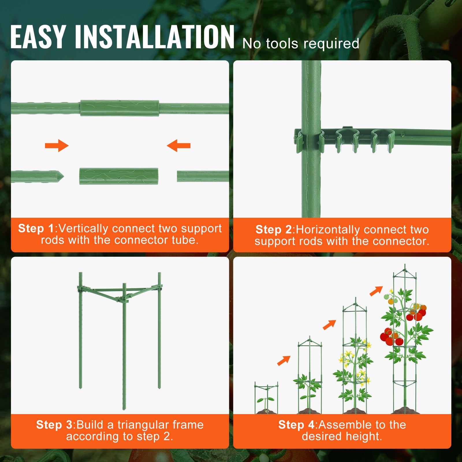 4 Packs Tomato Cages for Garden 1620 mm Tomato Plant Stakes Support Cage V952-KZDFQZZZCJ68FH9Y4V0