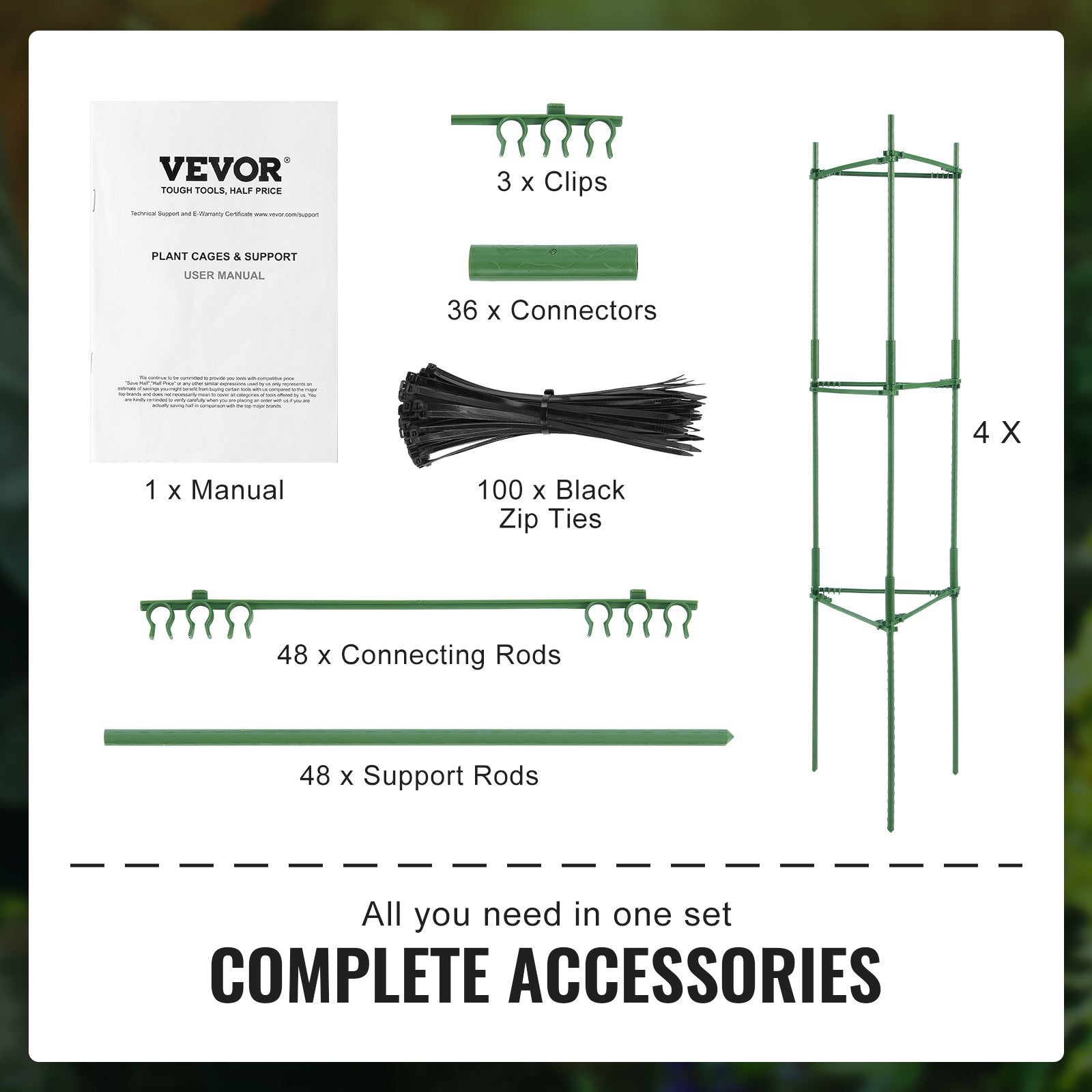 4 Packs Tomato Cages for Garden 1620 mm Tomato Plant Stakes Support Cage V952-KZDFQZZZCJ68FH9Y4V0