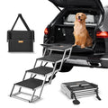 Dog Stair for Cars 4-step Folding Dog Steps Aluminum Loads up to 150 lbs, Foldable 24-25.4 in Adjustable V952-KZDGLT4STEP16LGG3V0