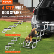 Dog Stair for Cars 4-step Folding Dog Steps Aluminum Loads up to 150 lbs, Foldable 24-25.4 in Adjustable V952-KZDGLT4STEP16LGG3V0