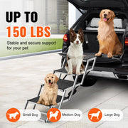 Dog Stair for Cars 4-step Folding Dog Steps Aluminum Loads up to 150 lbs, Foldable 24-25.4 in Adjustable V952-KZDGLT4STEP16LGG3V0