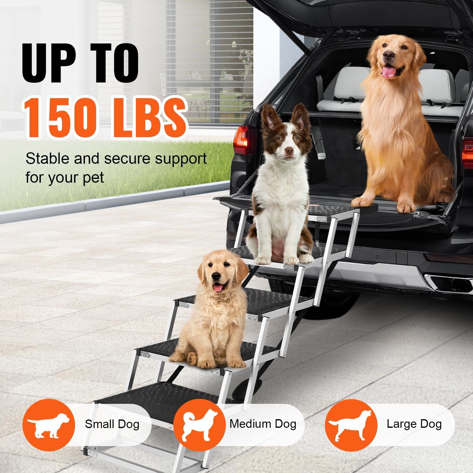 Dog Stair for Cars, Wide 5-step Dog Car Steps, Folding Dog Car Ramp with Nonslip Surface, Portable Pet Steps V952-KZDGLT5STEP1DLM2TV0