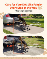 Dog Stairs for Car, 4 Steps Extra Wide Foldable Dog Ramp for Large Dogs with Non-Slip Surface, Portable V952-KZDGLTEKJCDJEVRSN001V0