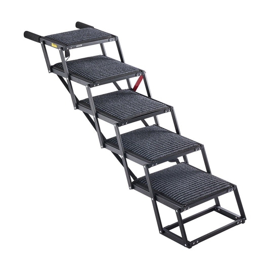 Dog Stairs for Car, 5 Steps Extra Wide Foldable Dog Ramp for Large Dogs with Non-Slip Rug Surface, Portable V952-KZDGLTEKMZFHUGZNR001V0