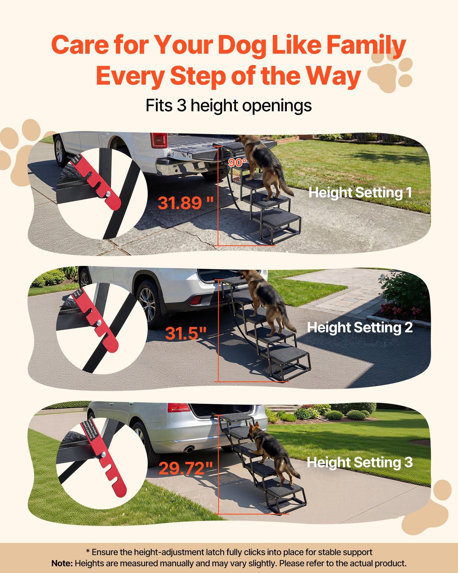 Dog Stairs for Car, 5 Steps Extra Wide Foldable Dog Ramp for Large Dogs with Non-Slip Rug Surface, Portable V952-KZDGLTEKMZFHUGZNR001V0