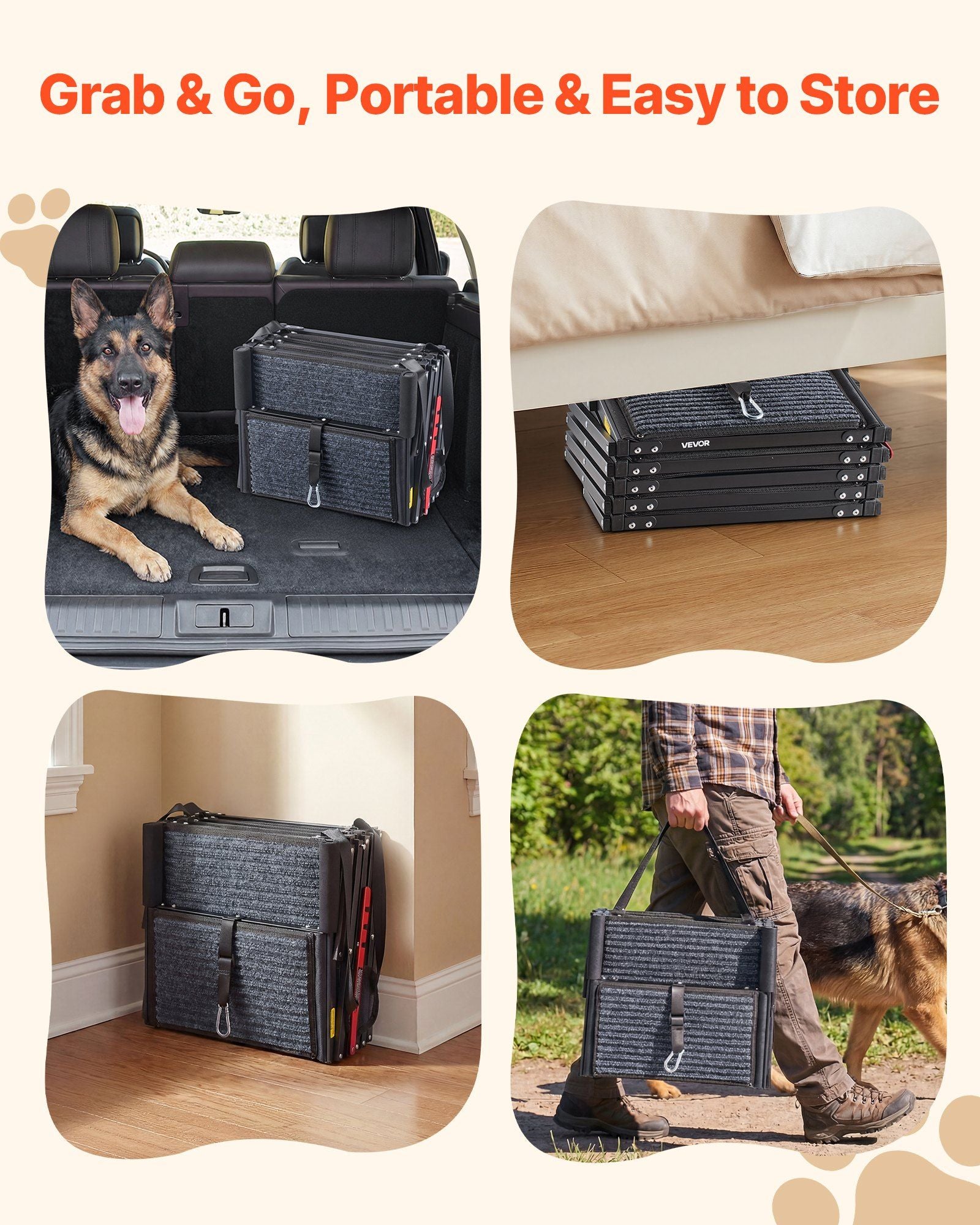 Dog Stairs for Car, 5 Steps Extra Wide Foldable Dog Ramp for Large Dogs with Non-Slip Rug Surface, Portable V952-KZDGLTEKMZFHUGZNR001V0