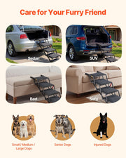 Dog Stairs for Car, 5 Steps Extra Wide Foldable Dog Ramp for Large Dogs with Non-Slip Rug Surface, Portable V952-KZDGLTEKMZFHUGZNR001V0
