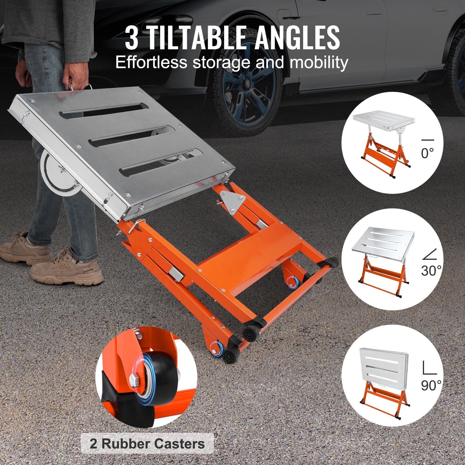 Welding Table 30" x 20", 400lbs Load Capacity Steel Welding Workbench Table on Wheels, Folding Work Bench V952-KZDHZ400LB302X80EV0