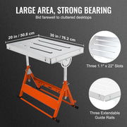 Welding Table 30" x 20", 400lbs Load Capacity Steel Welding Workbench Table on Wheels, Folding Work Bench V952-KZDHZ400LB302X80EV0