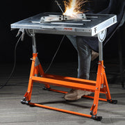 Welding Table 30" x 20", 400lbs Load Capacity Steel Welding Workbench Table on Wheels, Folding Work Bench V952-KZDHZ400LB302X80EV0
