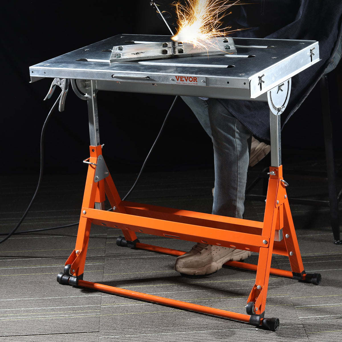 Welding Table 30" x 20", 400lbs Load Capacity Steel Welding Workbench Table on Wheels, Folding Work Bench V952-KZDHZ400LB302X80EV0