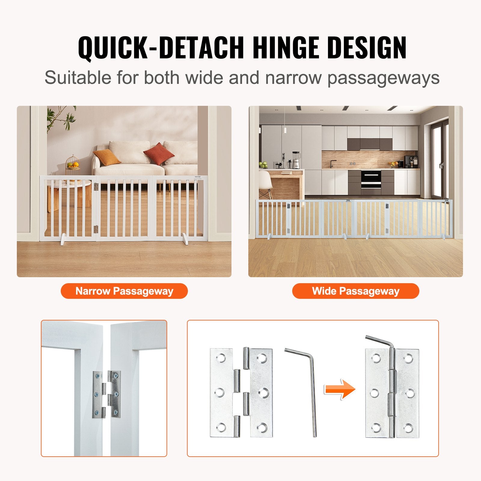 Free Standing Dog Gate, 24" H x 60" W Freestanding Pet Gate, 3 Panels Foldable Dog Gate for Wide and Narrow V952-KZDMZCWMBSMZ75YGXV0