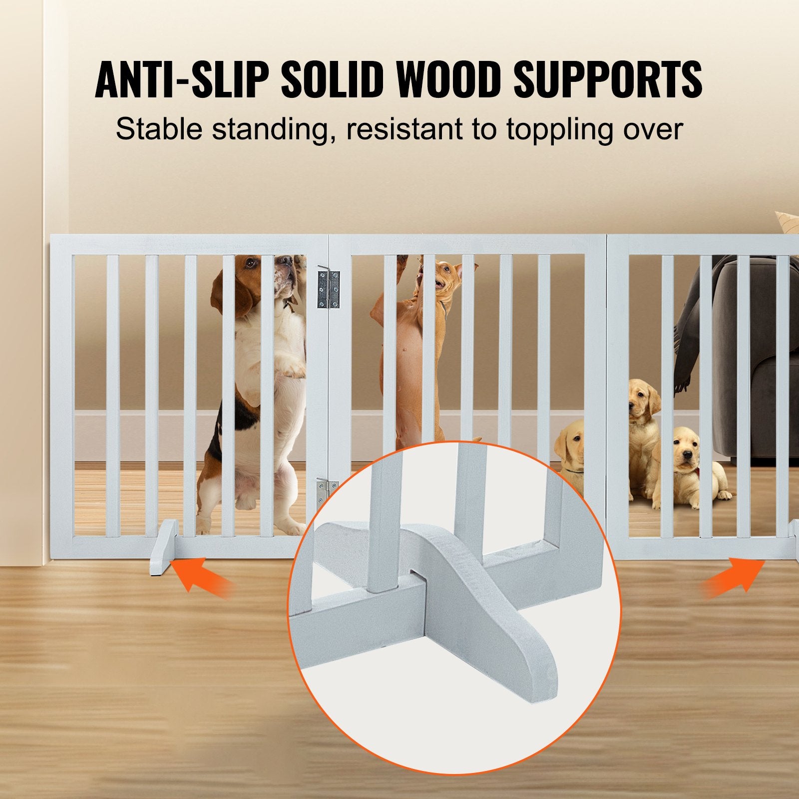 Free Standing Dog Gate, 24" H x 60" W Freestanding Pet Gate, 3 Panels Foldable Dog Gate for Wide and Narrow V952-KZDMZCWMBSMZ75YGXV0