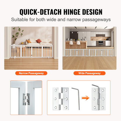 Free Standing Dog Gate, 24" H x 80.3" W Freestanding Pet Gate, 4 Panels Foldable Dog Gate for Wide and Narrow V952-KZDMZCWMBSMZLUM3SV0