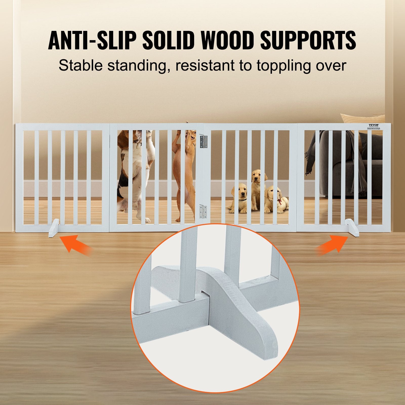 Free Standing Dog Gate, 24" H x 80.3" W Freestanding Pet Gate, 4 Panels Foldable Dog Gate for Wide and Narrow V952-KZDMZCWMBSMZLUM3SV0