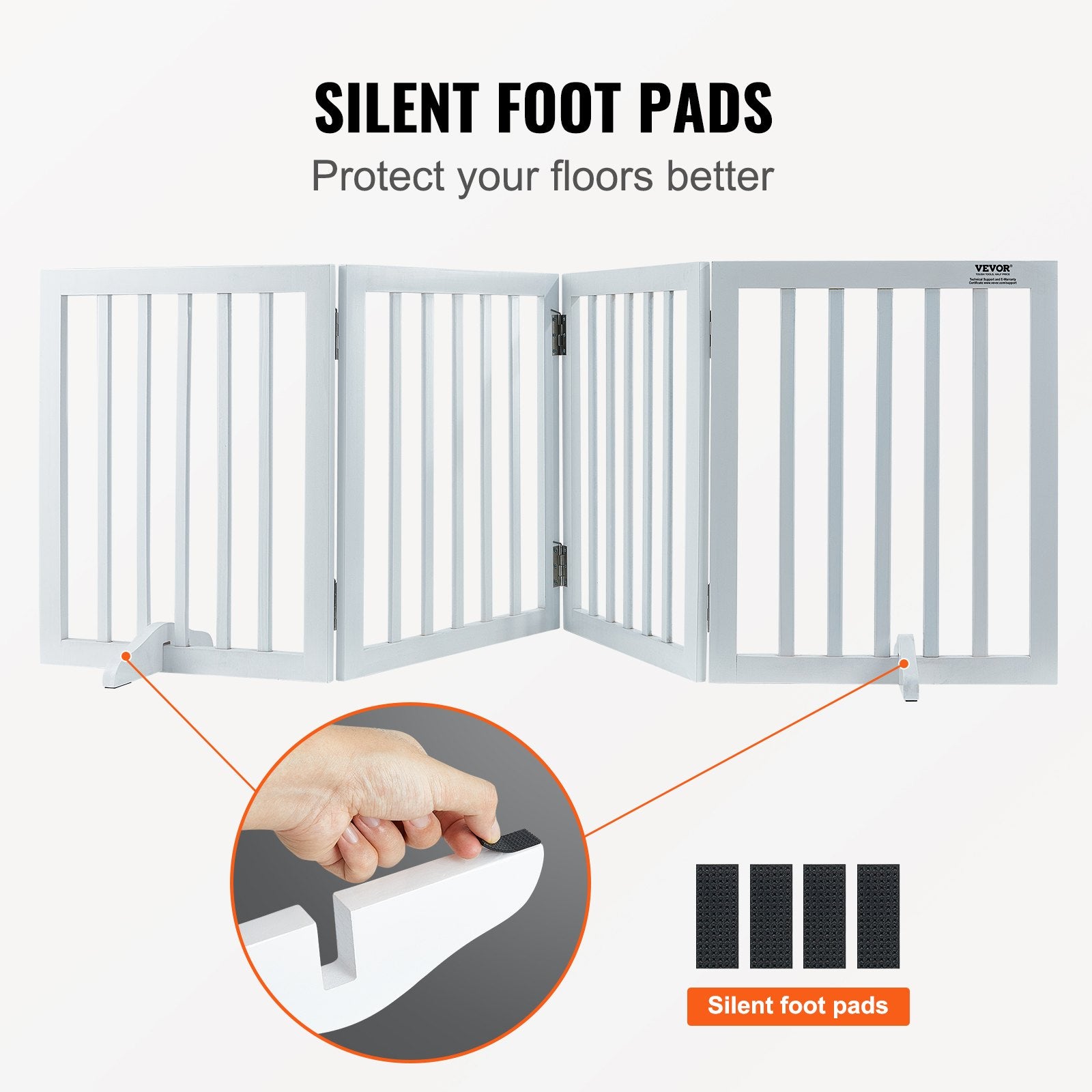Free Standing Dog Gate, 24" H x 80.3" W Freestanding Pet Gate, 4 Panels Foldable Dog Gate for Wide and Narrow V952-KZDMZCWMBSMZLUM3SV0
