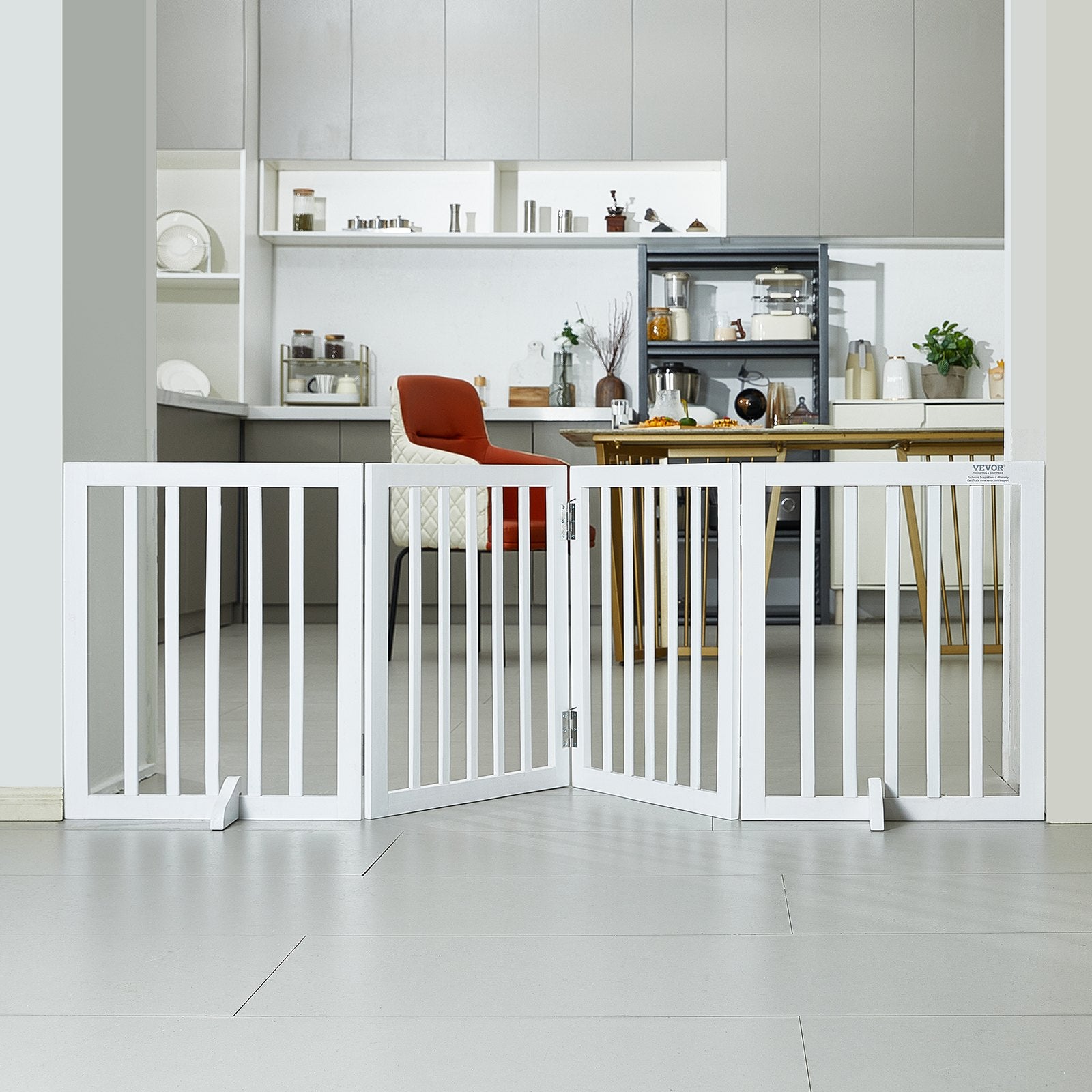 Free Standing Dog Gate, 24" H x 80.3" W Freestanding Pet Gate, 4 Panels Foldable Dog Gate for Wide and Narrow V952-KZDMZCWMBSMZLUM3SV0