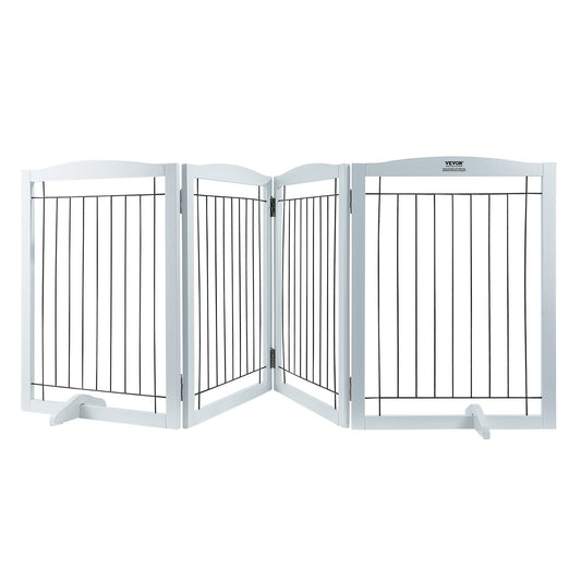 Free Standing Dog Gate, 32" H x 96.5" W Freestanding Pet Gate, 4 Panels Foldable Dog Gate for Wide and Narrow V952-KZDMZCWMBSSMNJA1FV0