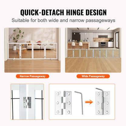 Free Standing Dog Gate, 32" H x 96.5" W Freestanding Pet Gate, 4 Panels Foldable Dog Gate for Wide and Narrow V952-KZDMZCWMBSSMNJA1FV0