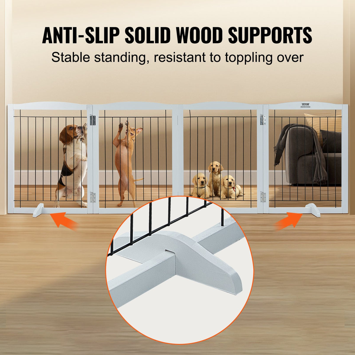 Free Standing Dog Gate, 32" H x 96.5" W Freestanding Pet Gate, 4 Panels Foldable Dog Gate for Wide and Narrow V952-KZDMZCWMBSSMNJA1FV0