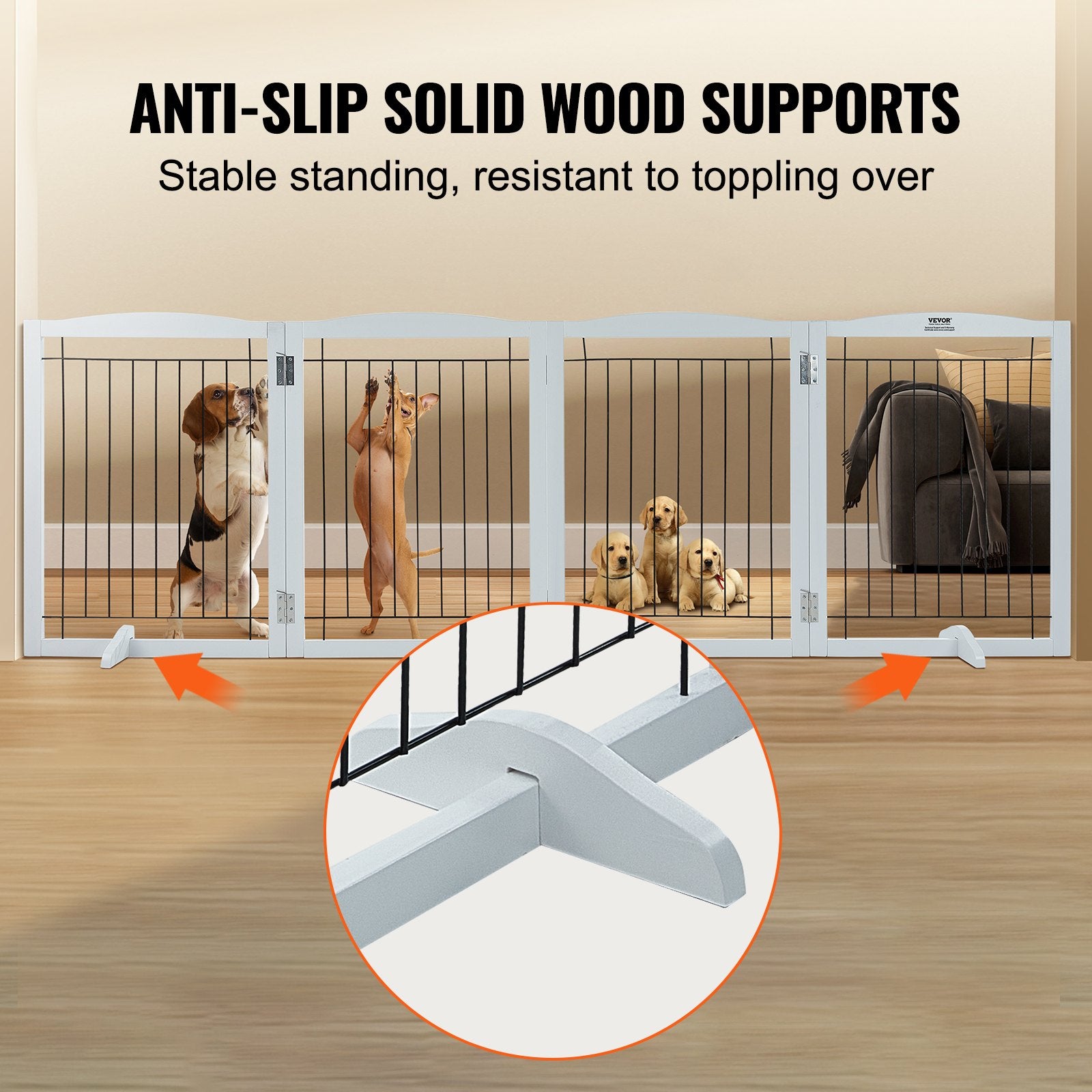 Free Standing Dog Gate, 32" H x 96.5" W Freestanding Pet Gate, 4 Panels Foldable Dog Gate for Wide and Narrow V952-KZDMZCWMBSSMNJA1FV0