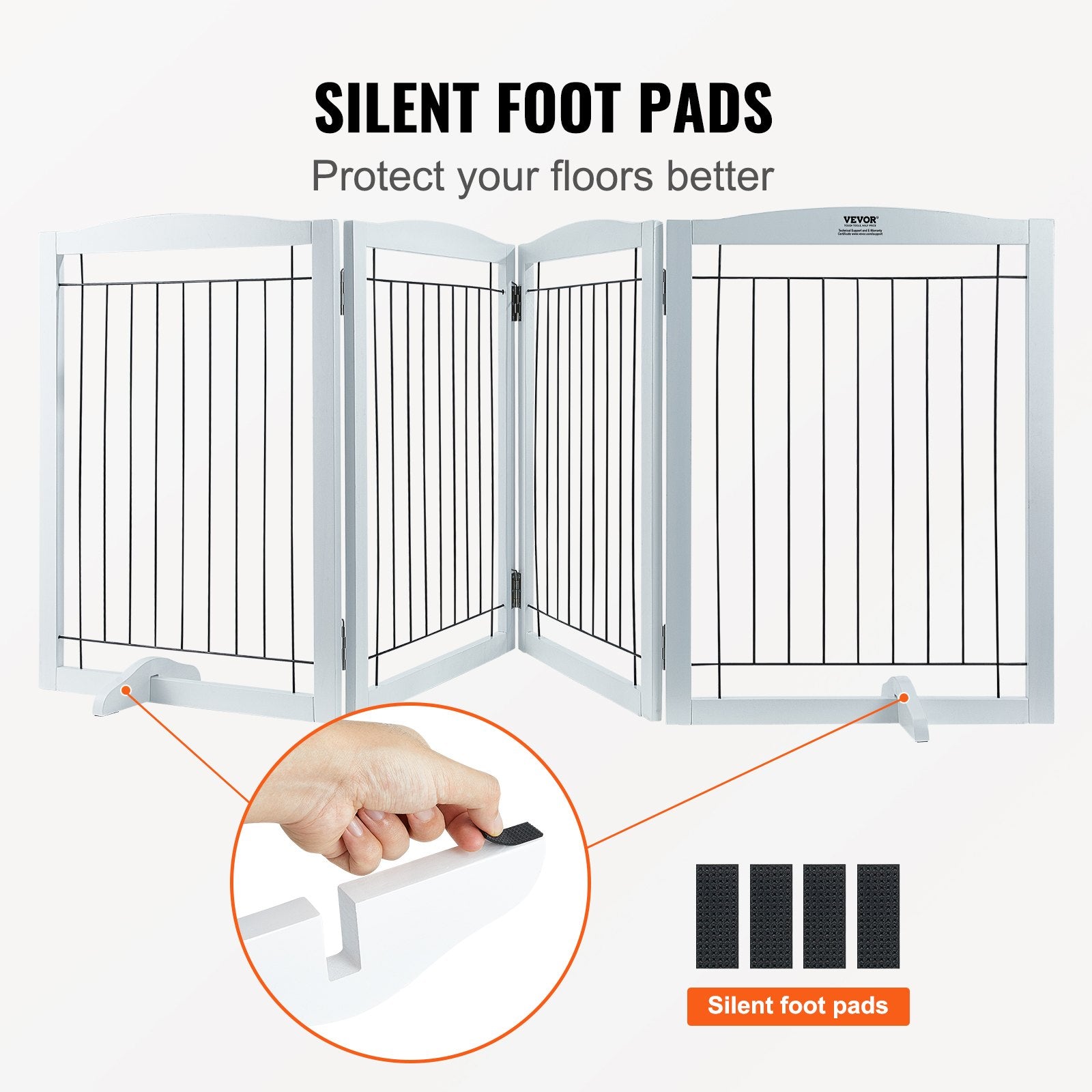 Free Standing Dog Gate, 32" H x 96.5" W Freestanding Pet Gate, 4 Panels Foldable Dog Gate for Wide and Narrow V952-KZDMZCWMBSSMNJA1FV0