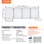 Free Standing Dog Gate, 32" H x 96.5" W Freestanding Pet Gate, 4 Panels Foldable Dog Gate for Wide and Narrow V952-KZDMZCWMBSSMNJA1FV0