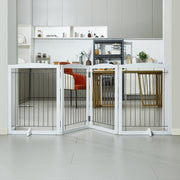 Free Standing Dog Gate, 32" H x 96.5" W Freestanding Pet Gate, 4 Panels Foldable Dog Gate for Wide and Narrow V952-KZDMZCWMBSSMNJA1FV0