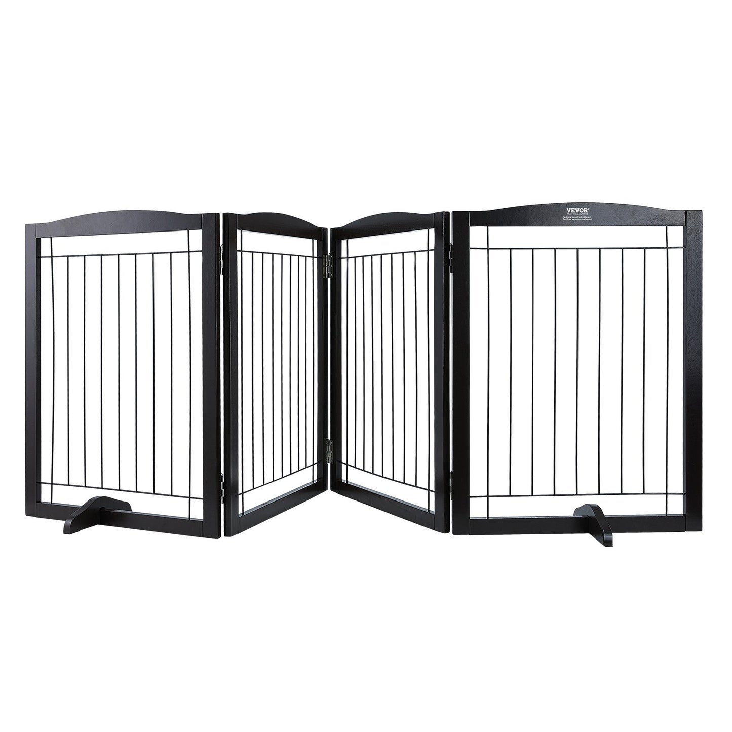 Free Standing Dog Gate 32x96.5 inch Freestanding Pet Gate Foldable Brown V952-KZDMZCWMZSSMB53FTV0