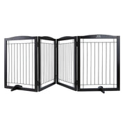 Free Standing Dog Gate 32x96.5 inch Freestanding Pet Gate Foldable Brown V952-KZDMZCWMZSSMB53FTV0